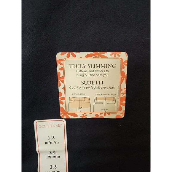 Dockers Sure Fit Khaki Pants Womens 12 Navy Blue Slimming Stretch Trouser NEW - Picture 4 of 10